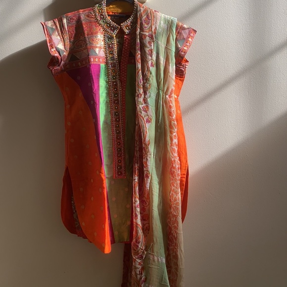 Indian Salwar kameez / shorter length Kurta multicolored NWOT Sz M - Picture 12 of 12